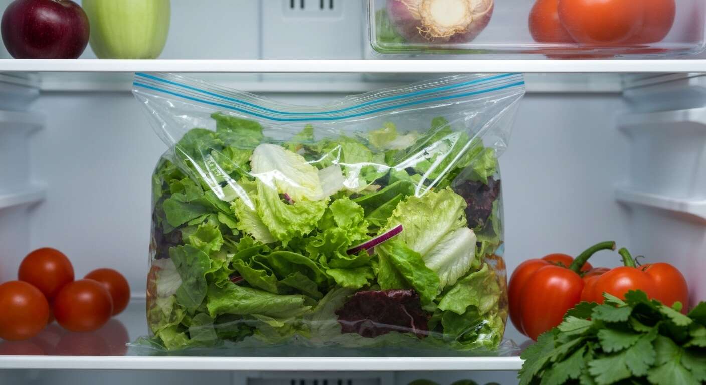 L'erreur à ne pas faire avec une salade en sachet, qui la fait flétrir en quelques heures au frigo