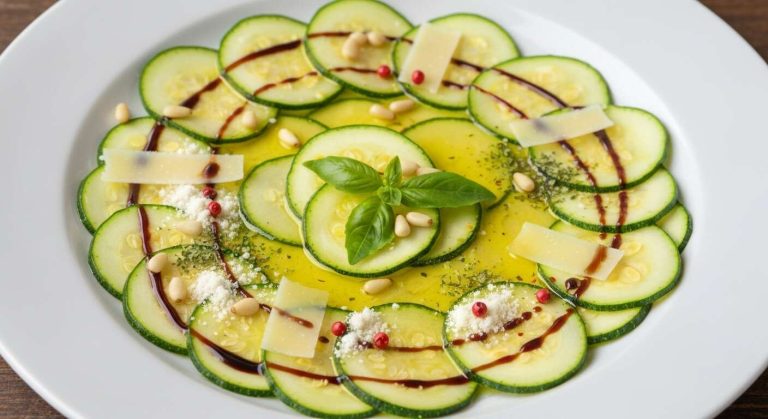 Le secret d'un bon "carpaccio" de courgettes, c'est de les trancher très finement