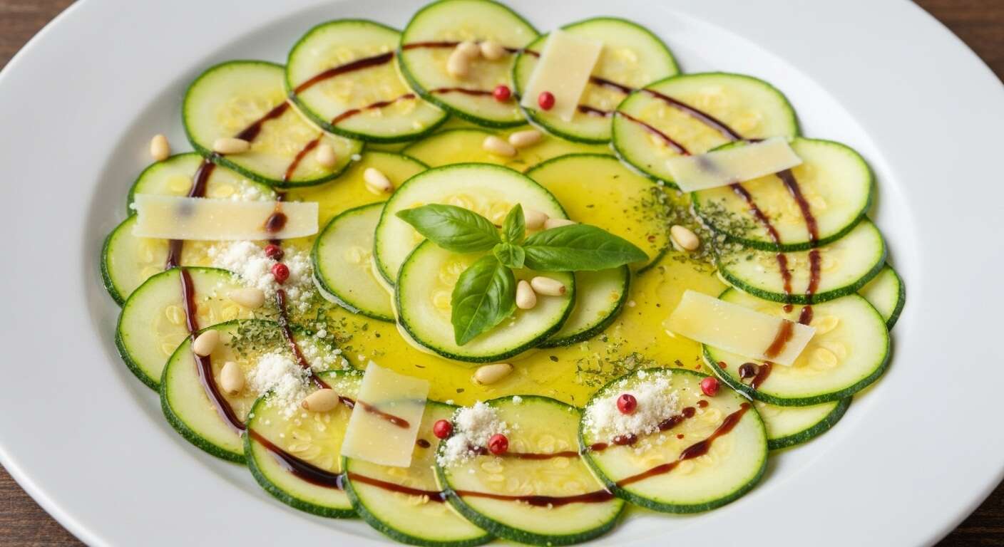 Le secret d'un bon "carpaccio" de courgettes, c'est de les trancher très finement