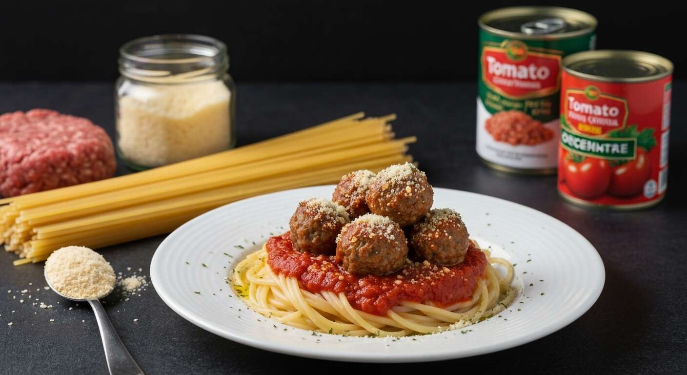 30 minutes pour ce plat de pâtes aux boulettes de viande à la sauce tomate, un classique qui plaît à tous