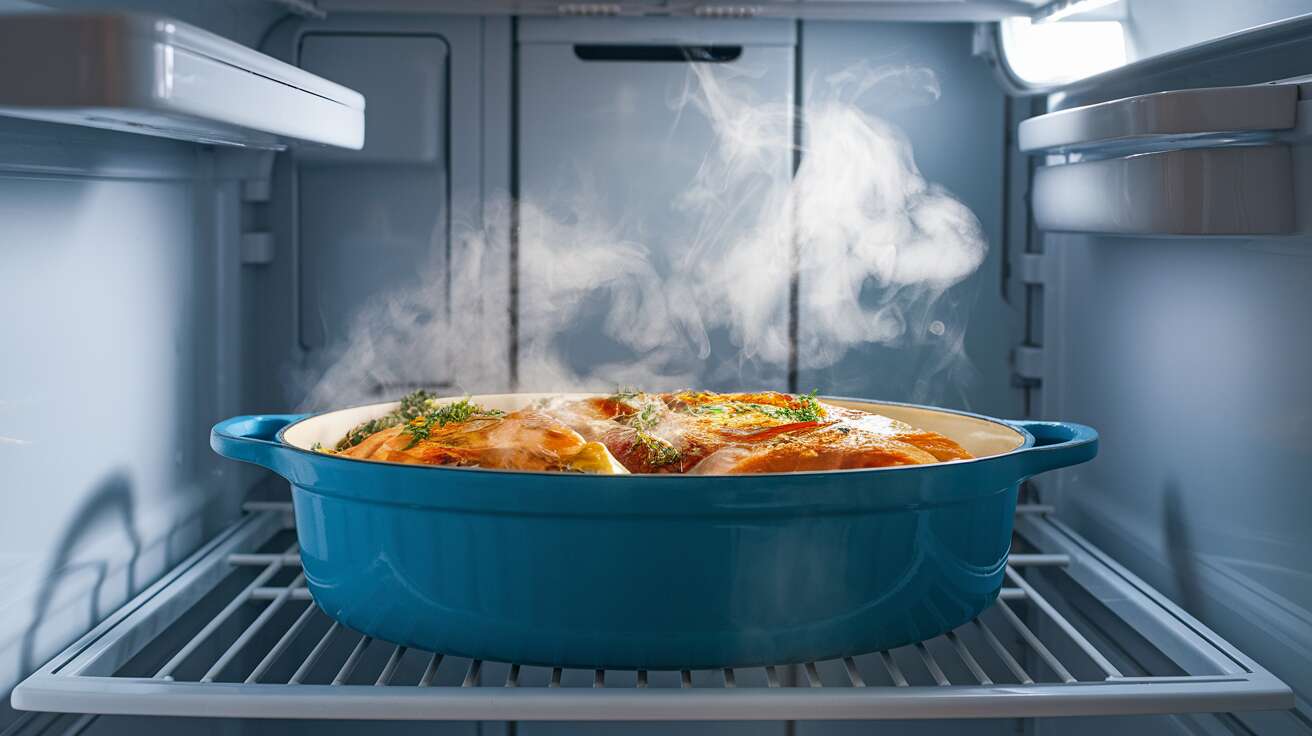 L&rsquo;erreur de mettre un plat chaud directement au frigo, ce qui est mauvais pour le plat et pour l&rsquo;appareil