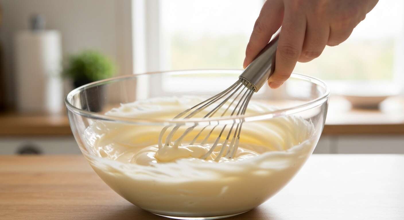 L'erreur de vouloir aller trop vite en montant une mayonnaise, ce qui la fait trancher à coup sûr