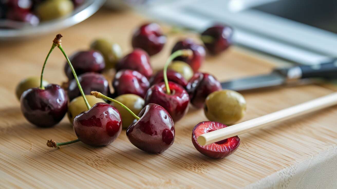 Cette astuce pour dénoyauter des cerises ou des olives sans dénoyauteur est surprenante d&rsquo;efficacité