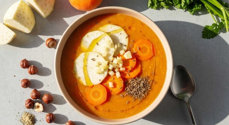 Soupe de céleri-rave et carottes : recette facile et savoureuse