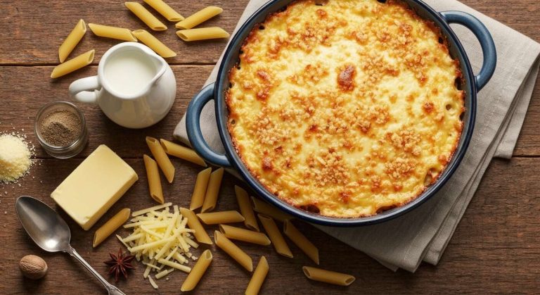 Gratin de pâtes à la béchamel : recette facile et savoureuse
