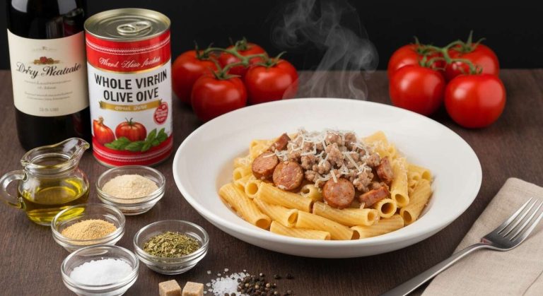 Recette de pâtes à la chair à saucisse et Parmesan