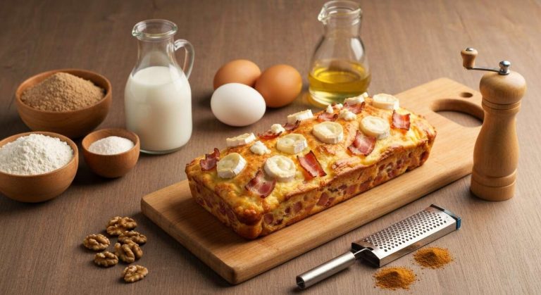 Recette de cake salé au chèvre et lardons