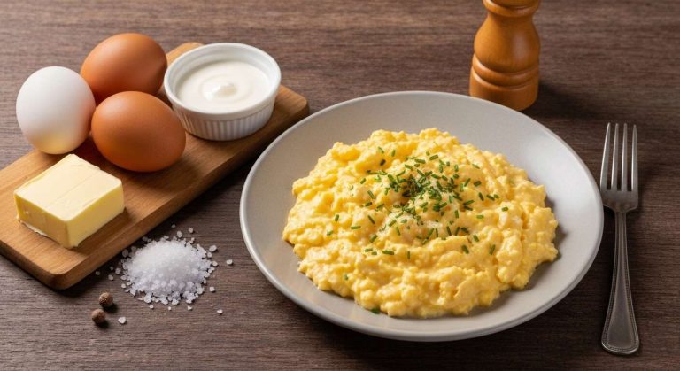 Oeufs brouillés à la crème fraîche : recette facile et onctueuse