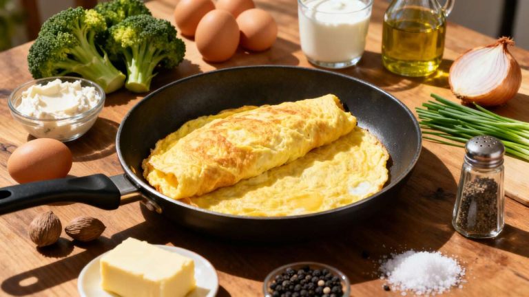 Omelette aux brocolis et fromage frais : recette facile et savoureuse