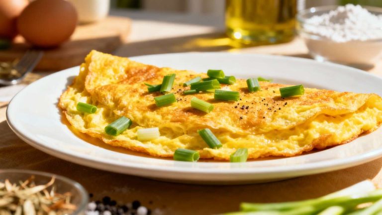 Omelette à la cébette : recette facile et rapide
