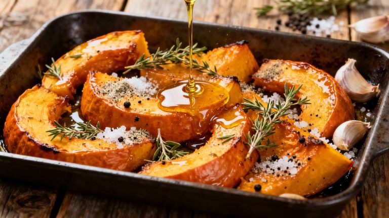 Potiron rôti au miel et thym : recette gourmande
