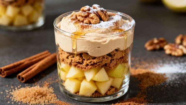 Verrines pomme spéculoos à la mousse de mascarpone et noix
