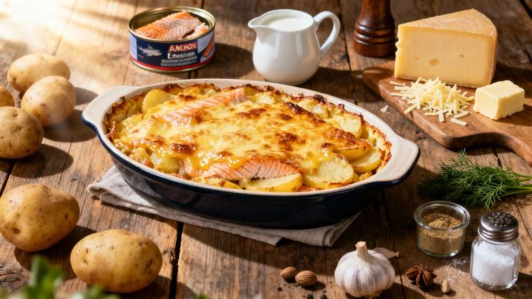 Gratin de saumon et pommes de terre : recette savoureuse