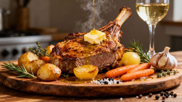 Côte de veau au four et petits légumes : recette savoureuse