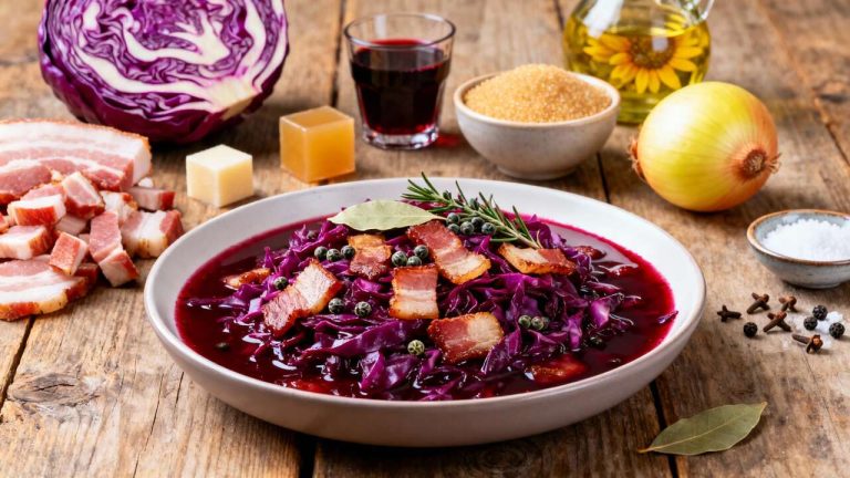 Chou rouge aux lardons et vin rouge : recette savoureuse