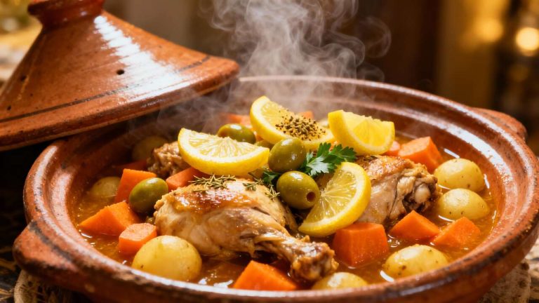 Tajine de Poulet aux Légumes et Citron Confit : recette Savoureuse