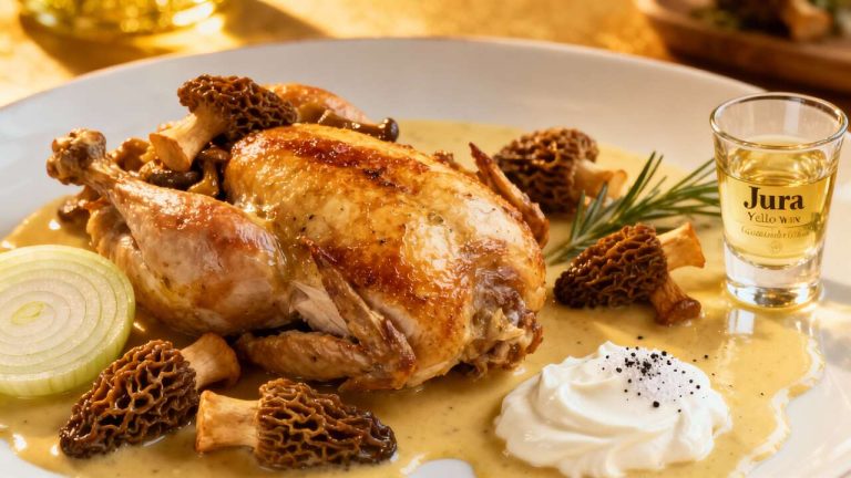 Poulet de Bresse au vin jaune et morilles : recette gourmande