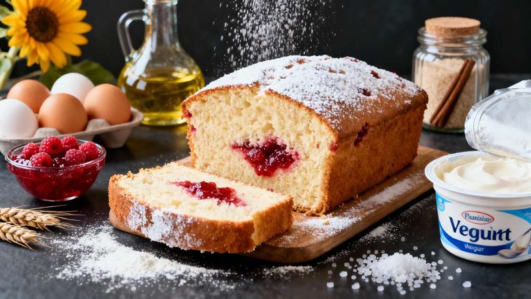 Gâteau au yaourt fourré à la confiture de framboise : recette facile et délicieuse