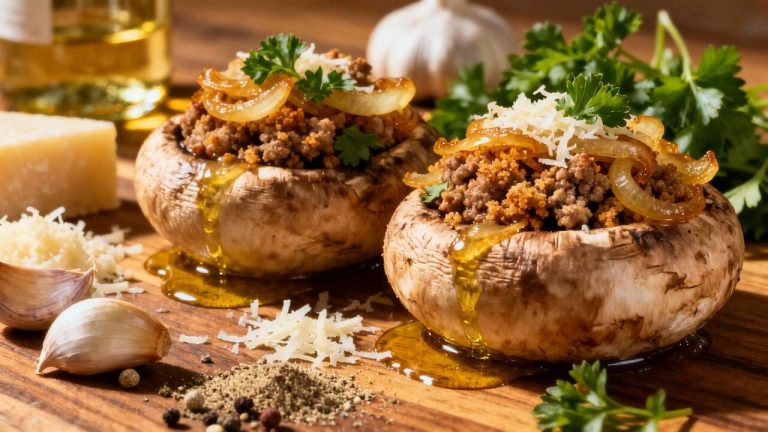 Champignons farcis à la viande : une recette savoureuse