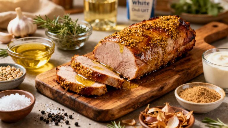 Filet mignon de porc rôti à la moutarde à l'ancienne : recette savoureuse et facile