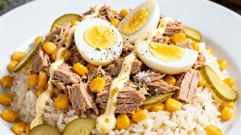 Salade de riz au thon et œufs durs : recette facile et savoureuse