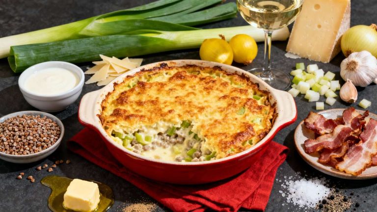 Gratin de crozets aux poireaux : recette savoureuse et facile