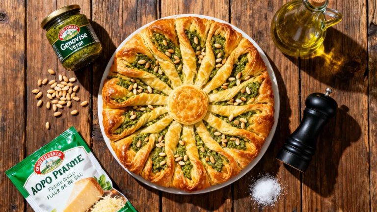 Tarte soleil au pesto et pignons : la recette facile