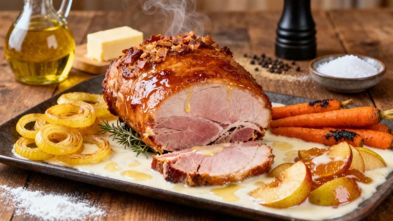 Jambon braisé au cidre : recette normande savoureuse