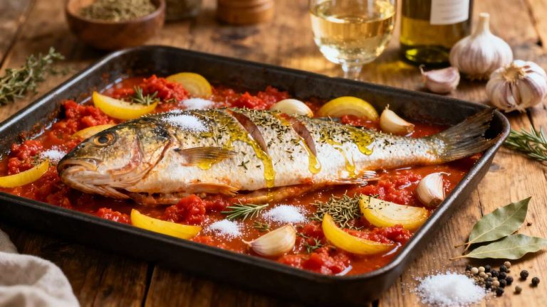 Vieille au four à la tomate : recette savoureuse et facile