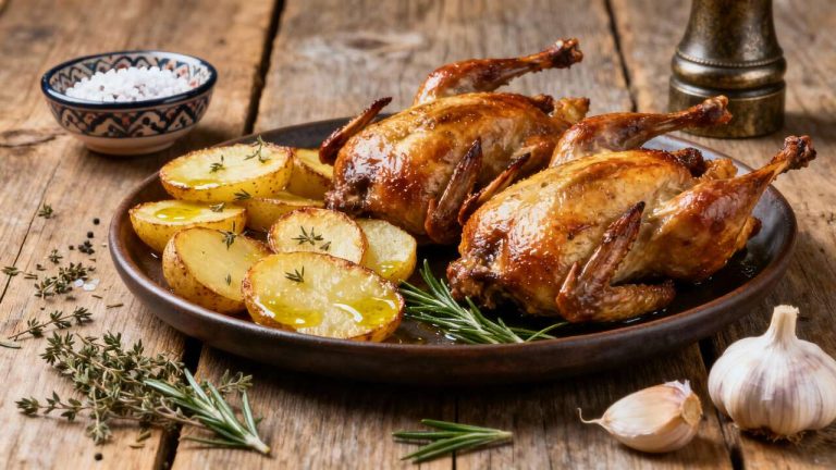 Caille rôtie aux pommes de terre : recette savoureuse