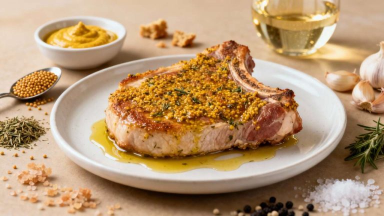 Côtes de porc à la moutarde et herbes de Provence : recette savoureuse