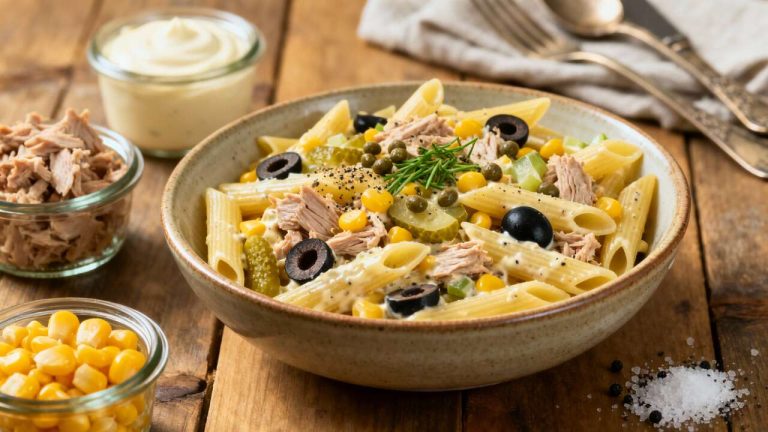 Salade de pâtes à la mayonnaise : recette facile et savoureuse