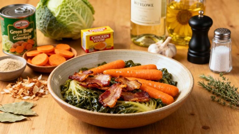 Chou braisé et carottes aux lardons : recette savoureuse
