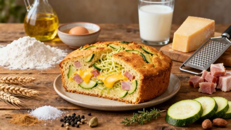 Cake salé jambon-gruyère-courgettes : recette facile et délicieuse