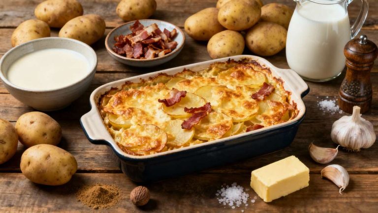 Gratin dauphinois aux lardons : recette savoureuse