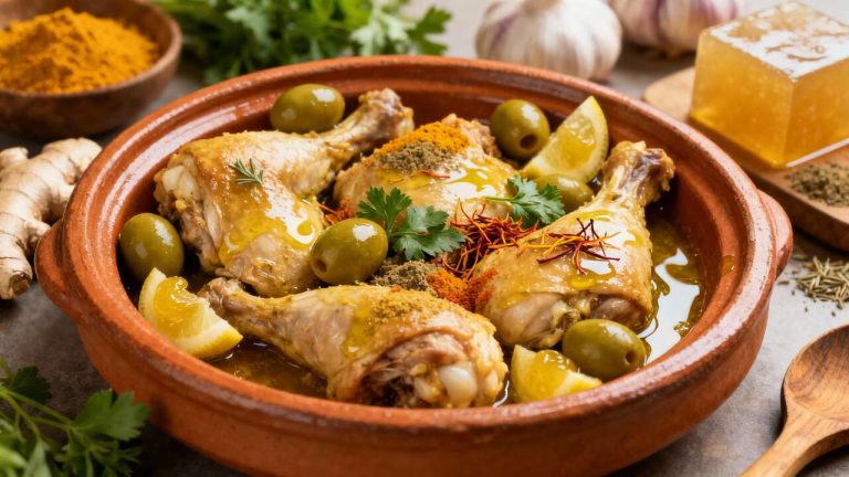 Poulet aux olives façon marocaine : recette savoureuse et facile