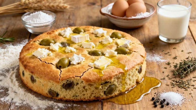 Cake au fromage de chèvre et olives : recette savoureuse