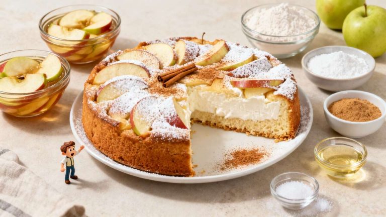 Gâteau aux pommes et fromage blanc : recette facile et savoureuse