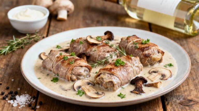 Paupiettes de veau à la crème et champignons : recette savoureuse