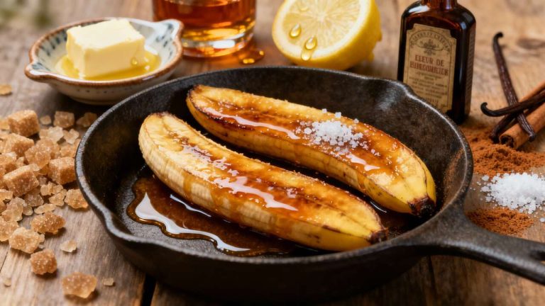 Banane poêlée caramélisée : recette gourmande